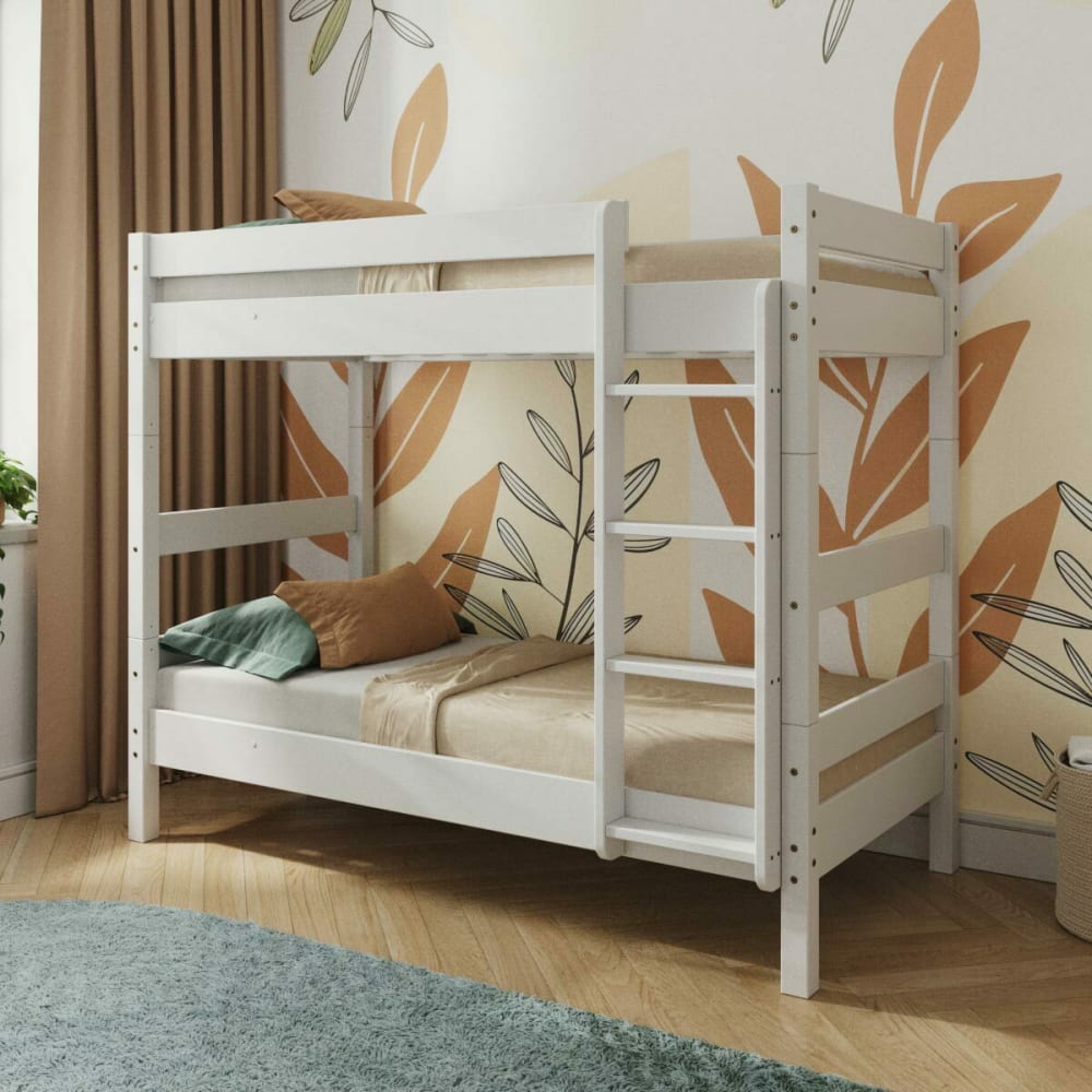Lit superposé bois massif blanc 80x190 cm - Maisons du Monde