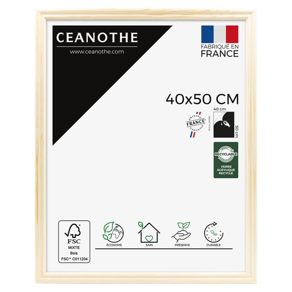 Cadre photo naturel 40x50 cm bois massif fsc