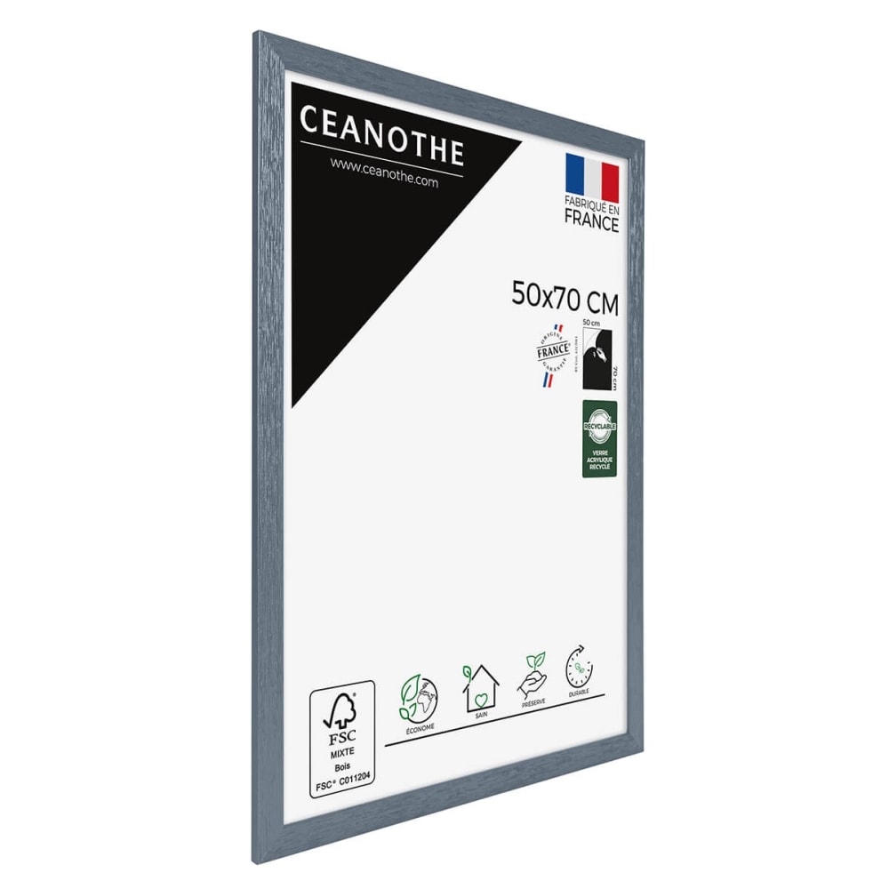 Cadre photo gris bleuté 50x70 cm bois reconstitué fsc — vue 4