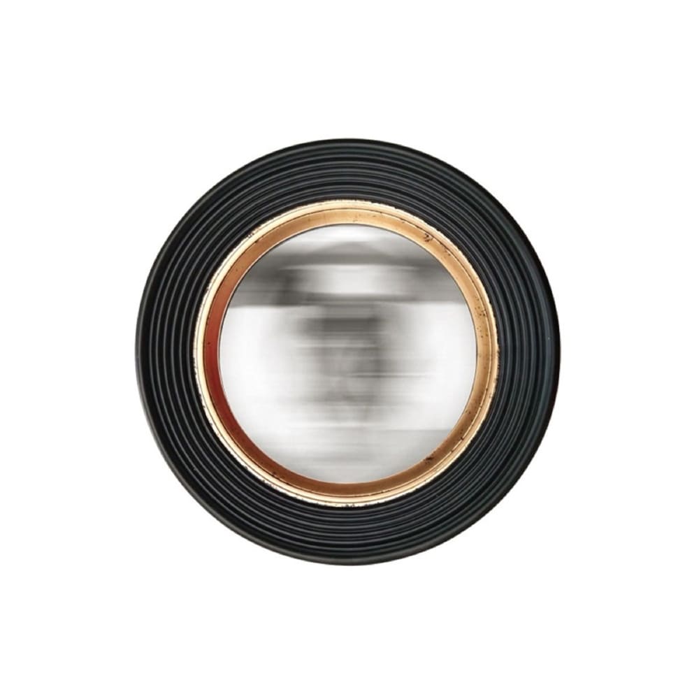Miroir rond convexe noir et doré 38,5cm