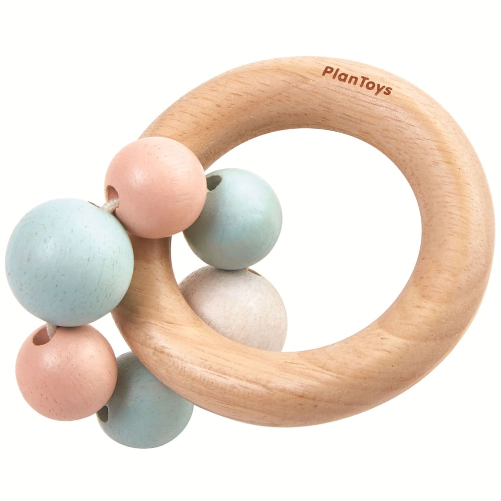 PLAN TOYS Perlen Rassel, eine hölzerne Rassel der Marke PlanToys, ref. PT5262. Beige