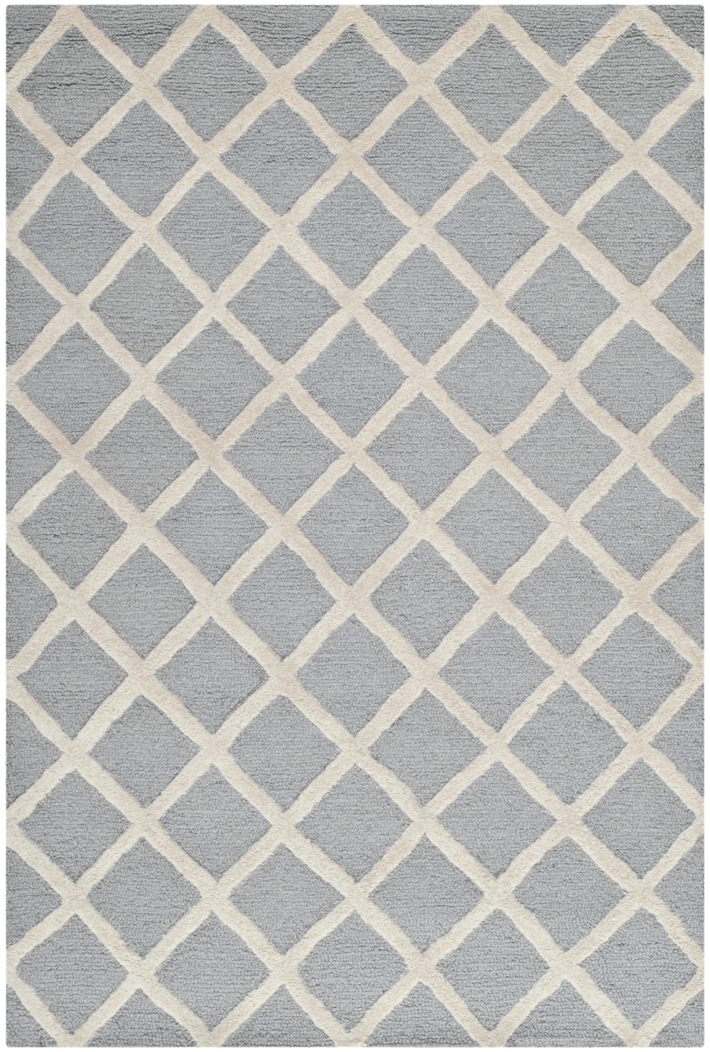Alfombra diamante de lana plata/blanco, 122 x 183 cm - Maisons du Monde