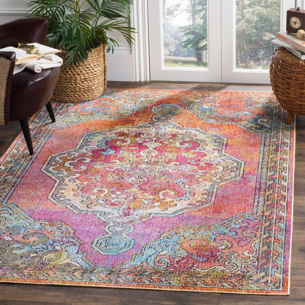 Alfombra transicional de polipropileno naranja/azul, 122 x 183 cm - Maisons du Monde
