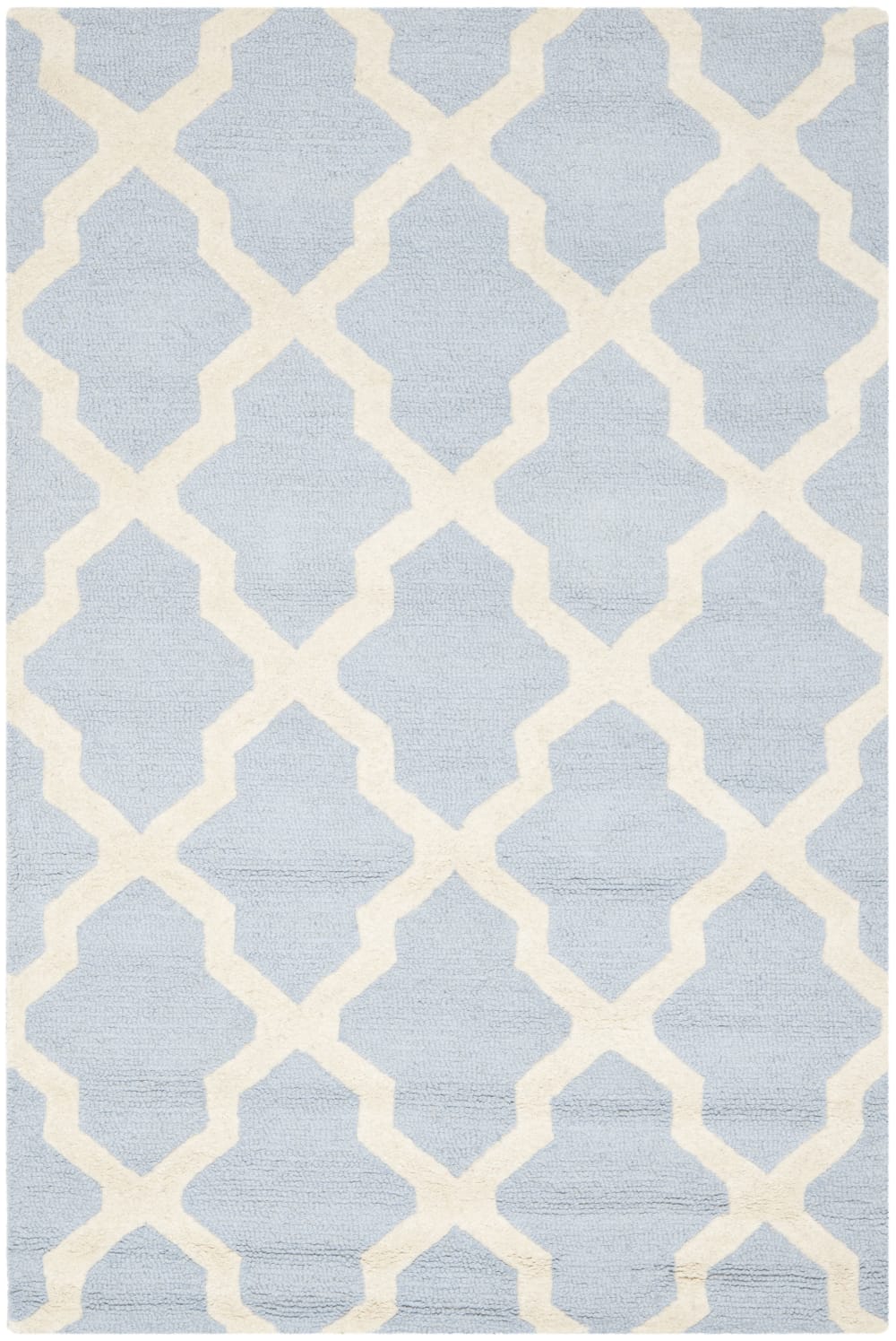 Alfombra enrejado de lana azul/blanco, 122 x 183 cm