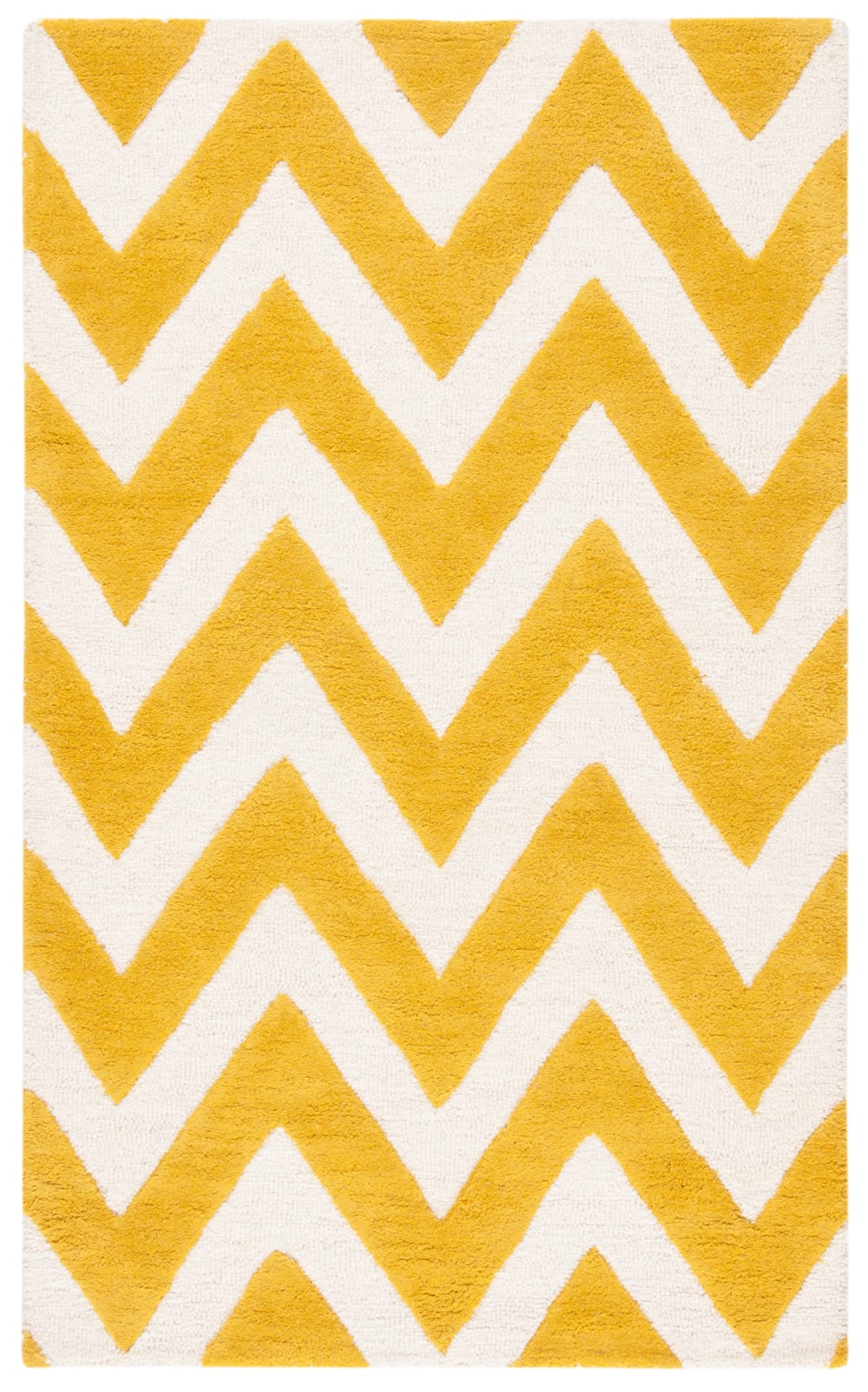 Tapis moderne en laine or/blanc, 122 x 183 cm