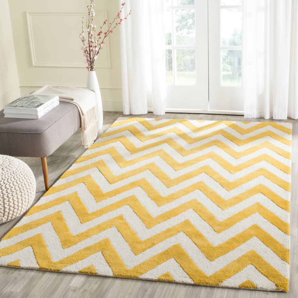 Tapis moderne en laine or/blanc, 122 x 183 cm — vue 3