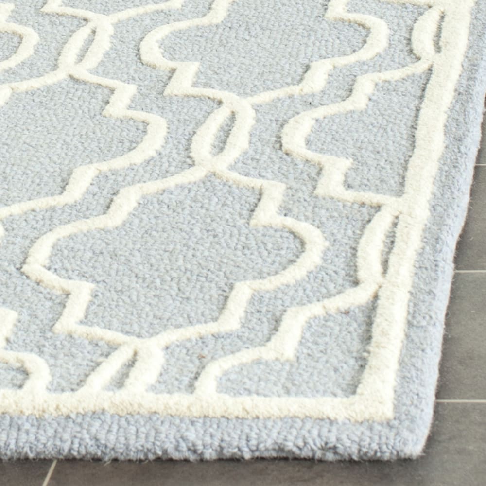 Tapis géométrique en laine bleu/blanc, 91 x 152 cm — vue 4