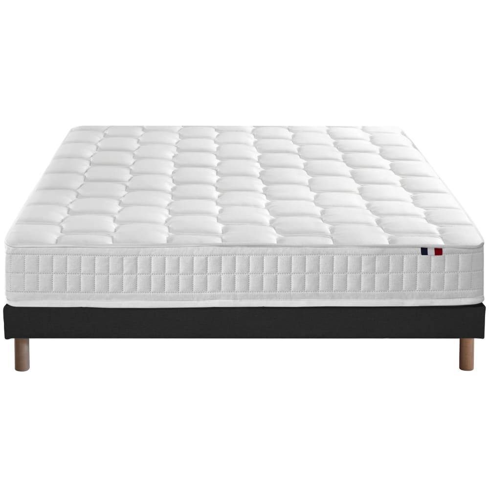 Ensemble matelas ressort mémoire forme sommier noir 140x190