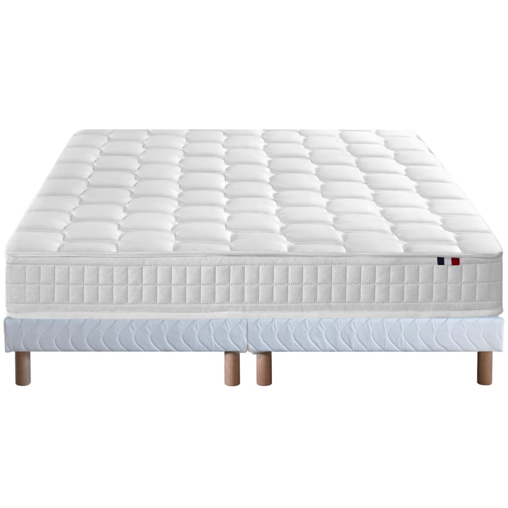 Ensemble matelas ressort mémoire forme sommier blanc 180x200