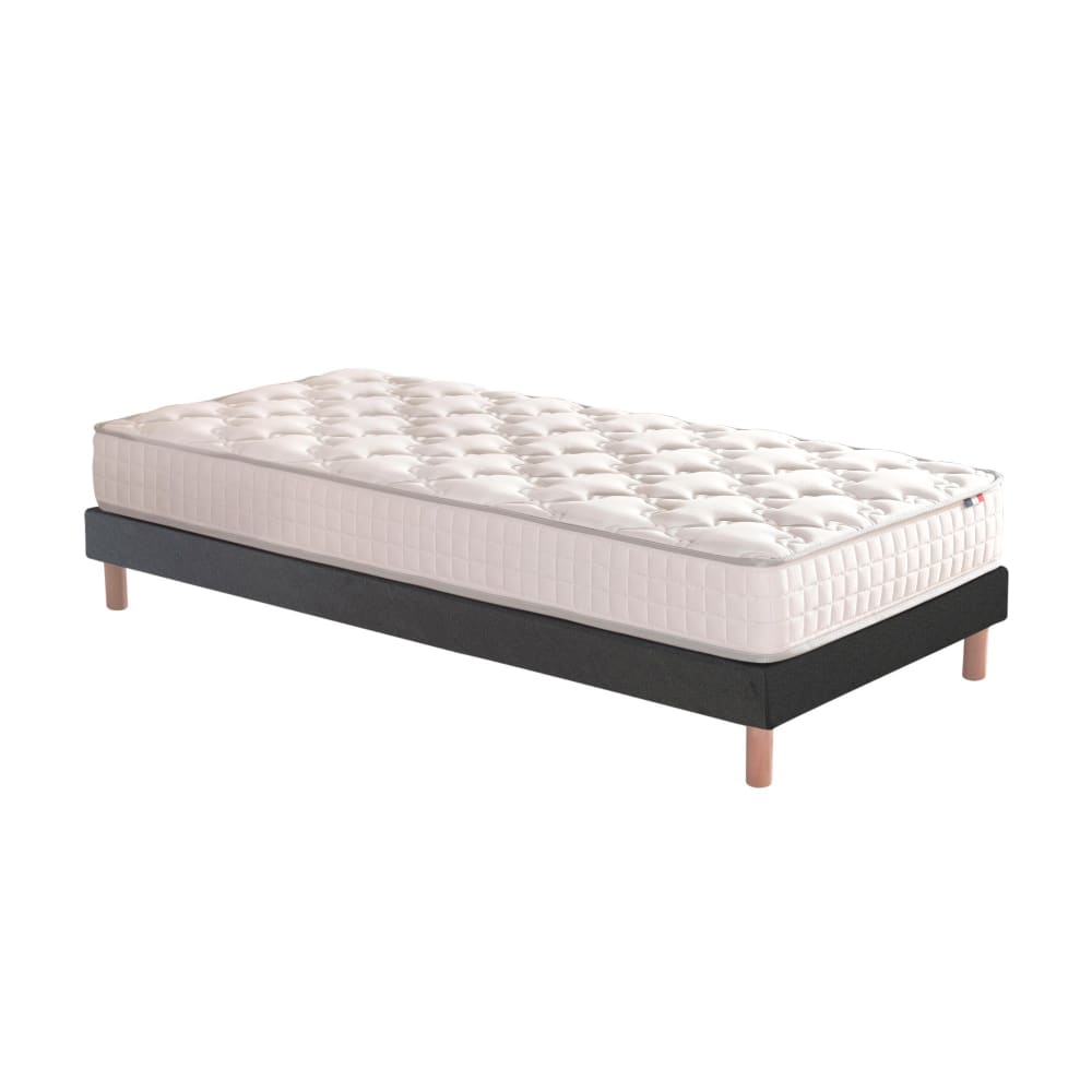 Ensemble matelas ressorts fermes sommier noir 90x190