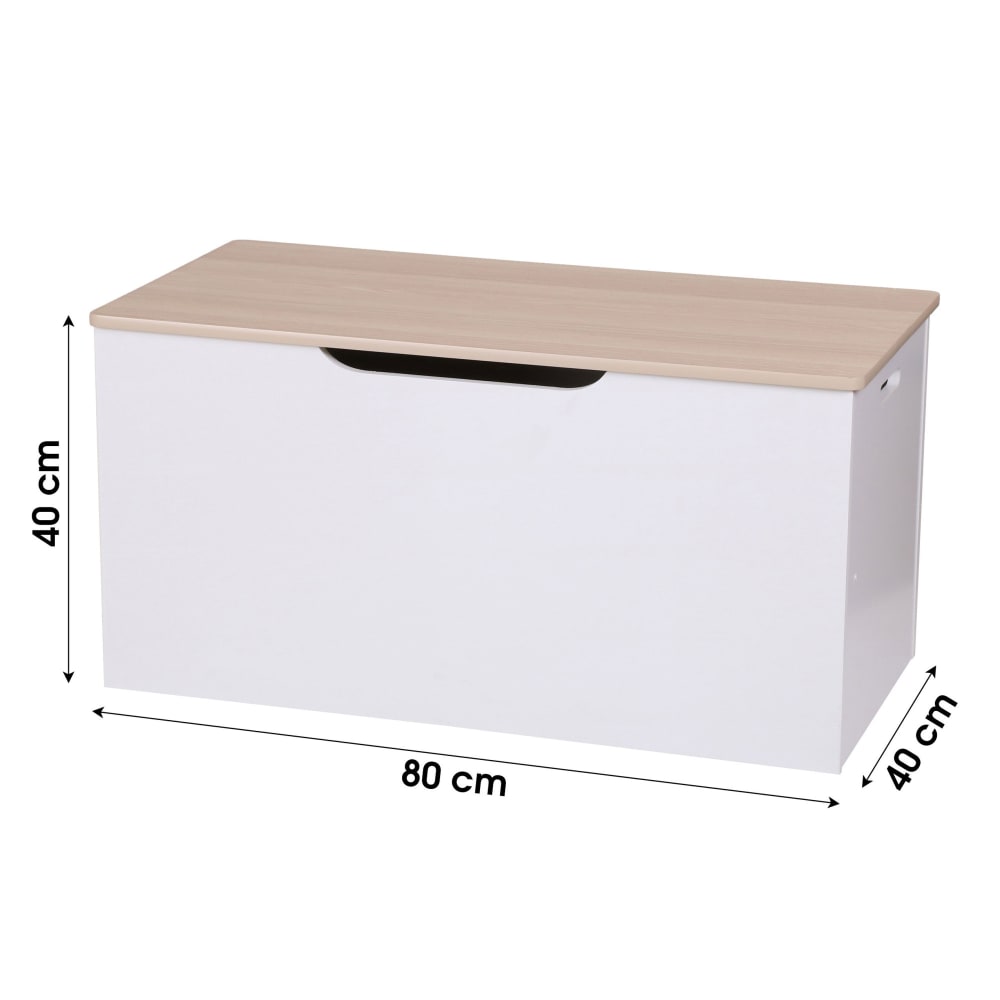 Coffre à jouets en bois blanc 80x40x40cm - Maisons du Monde
