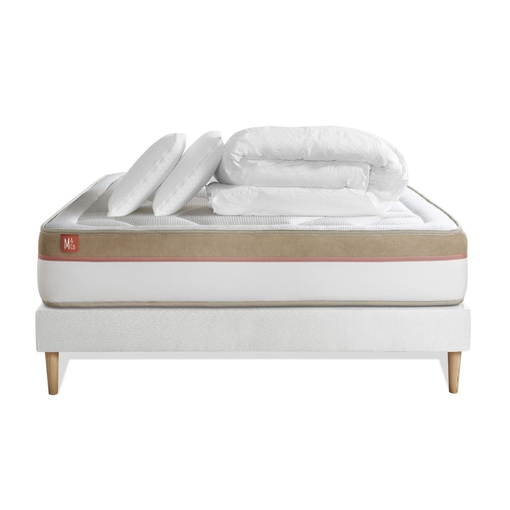 Pack matelas sommier kit 180x200 oreiller couette