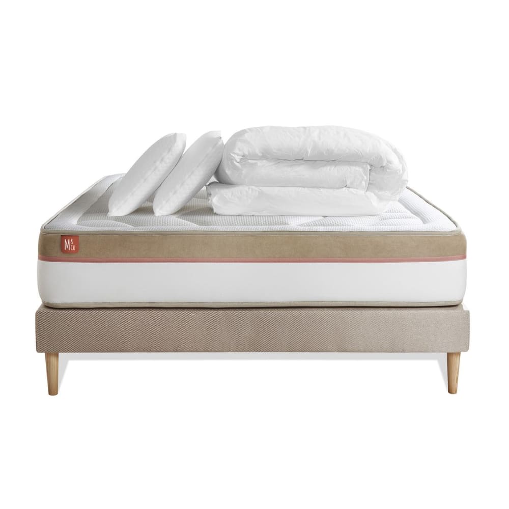 Pack matelas sommier kit 160x200 oreiller couette