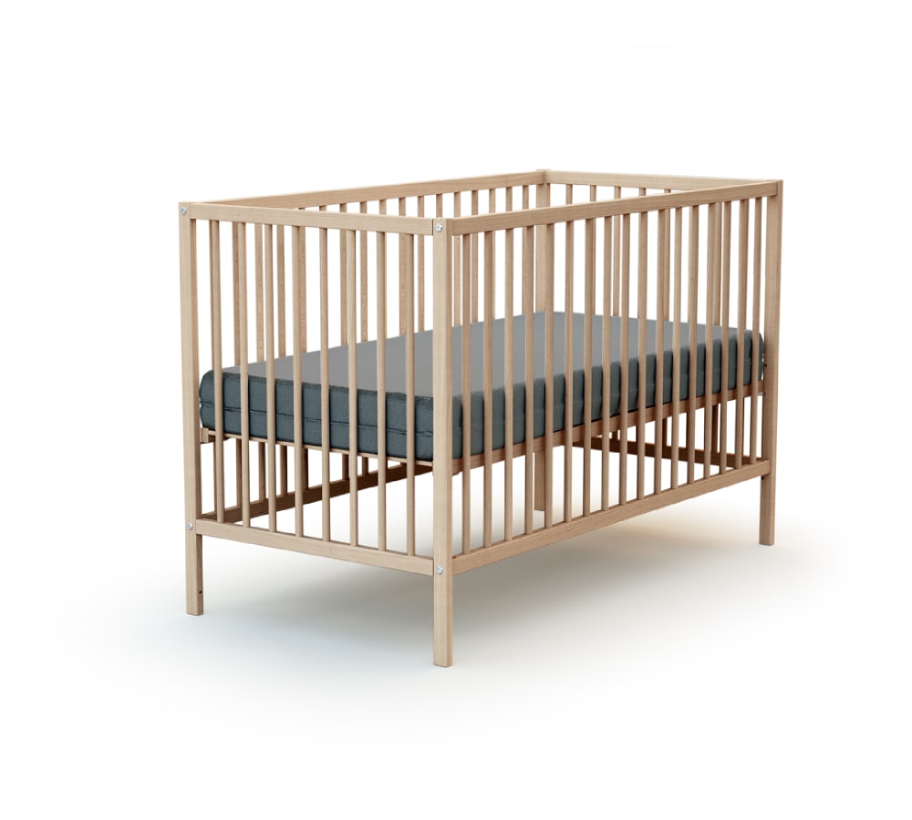 Chambre bébé lit et table à langer en bois hêtre brut (At4) - Image 3