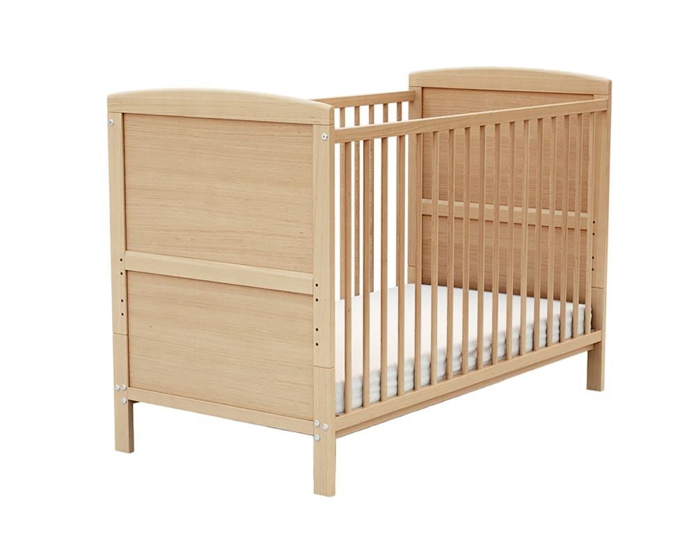 AT4 Erweiterbares Babybett Holz Buche Lackiert 60 x 120 BEIGE HOLZ Baby