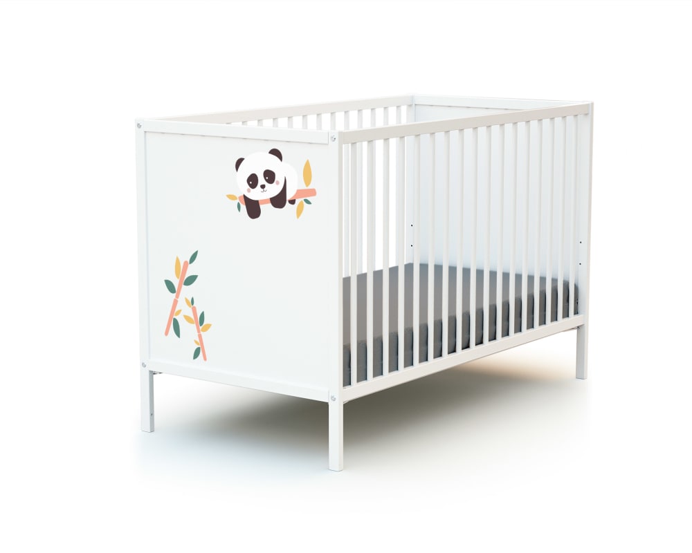 Lit bébé en bois Panda Blanc 60 x 120 cm