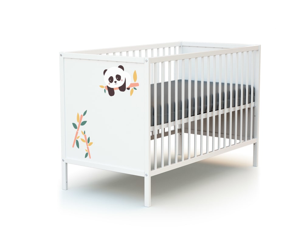 Lit bébé en bois panda blanc 60 x 120 cm - Maisons du Monde