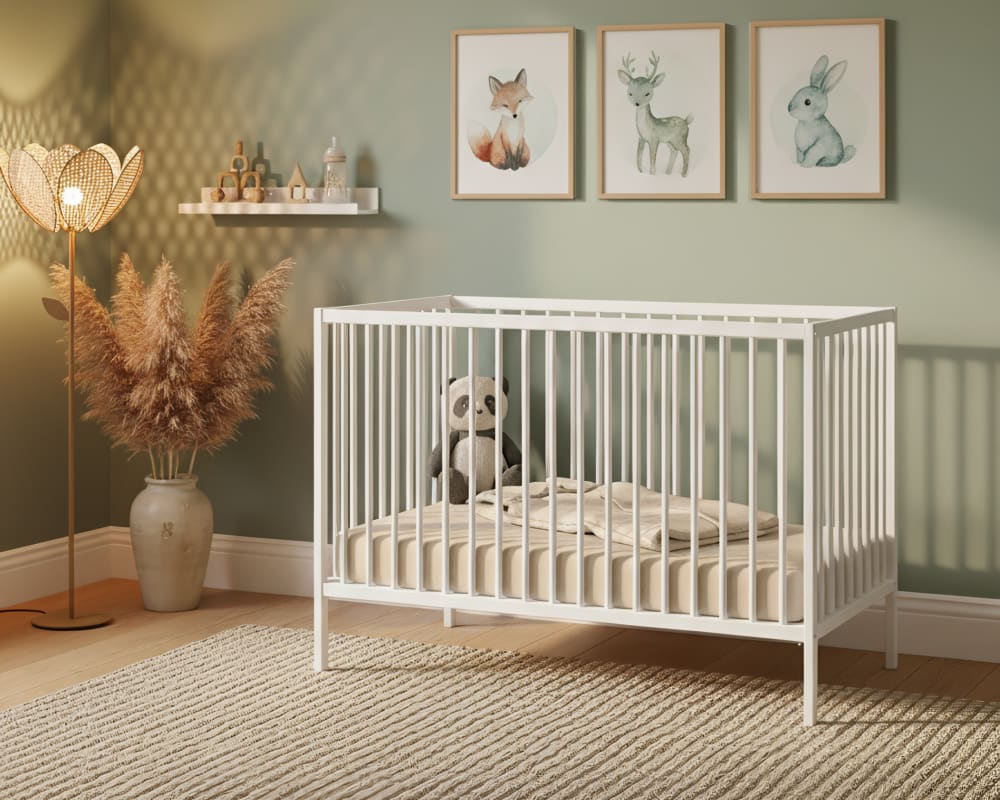 Lettino bambini legno - bianco - 60 x 120 - 124 x 64,5 x 82 cm -