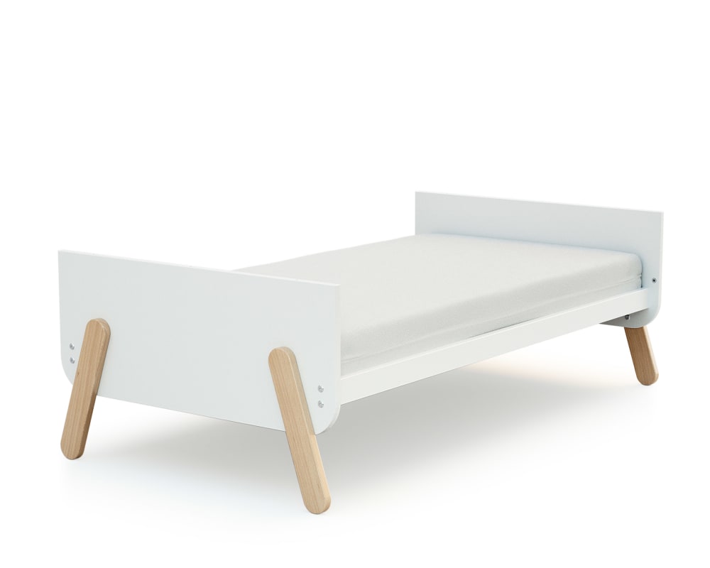 Lit bébé évolutif en bois Blanc et Hêtre Verni 70 x 140 cm