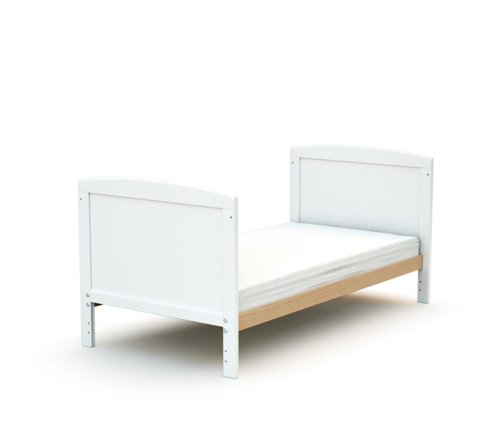 Lit bébé évolutif en bois Blanc et Hêtre Verni 60 x 120 cm