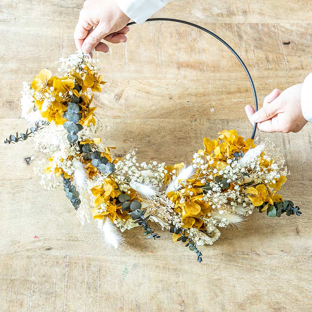 Couronne murale de fleurs séchées Hortense D20cm Couronne murale de fleurs séchées Hortense D20cm