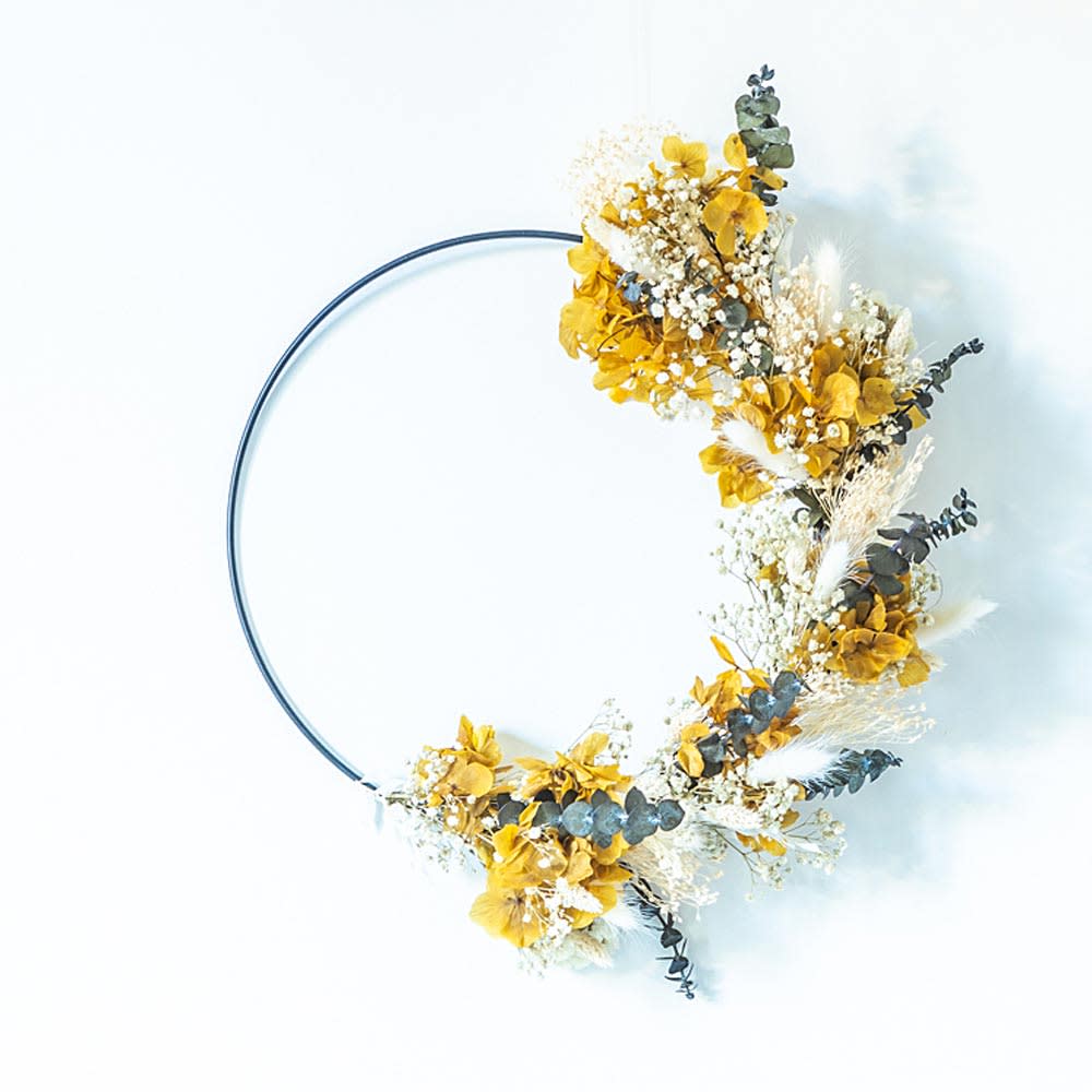 Couronne murale de fleurs séchées Hortense D50cm