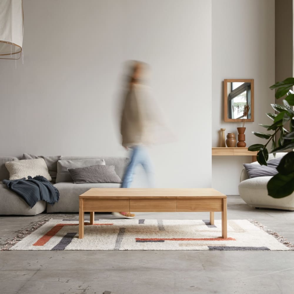 Tikamoon Couchtisch aus massivem Teakholz style classic chic Beige