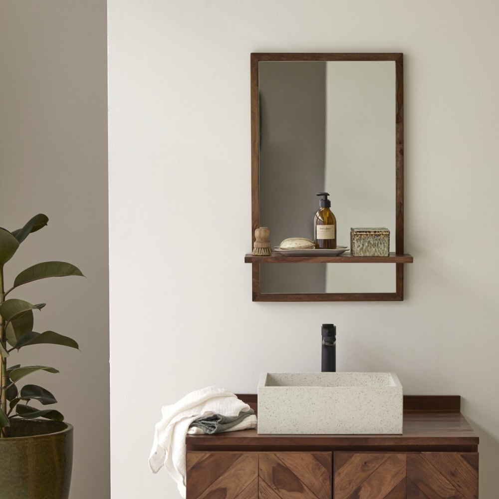 Tikamoon Spiegel aus massivem Palisanderholz 75x45 cm style classic chic Braun