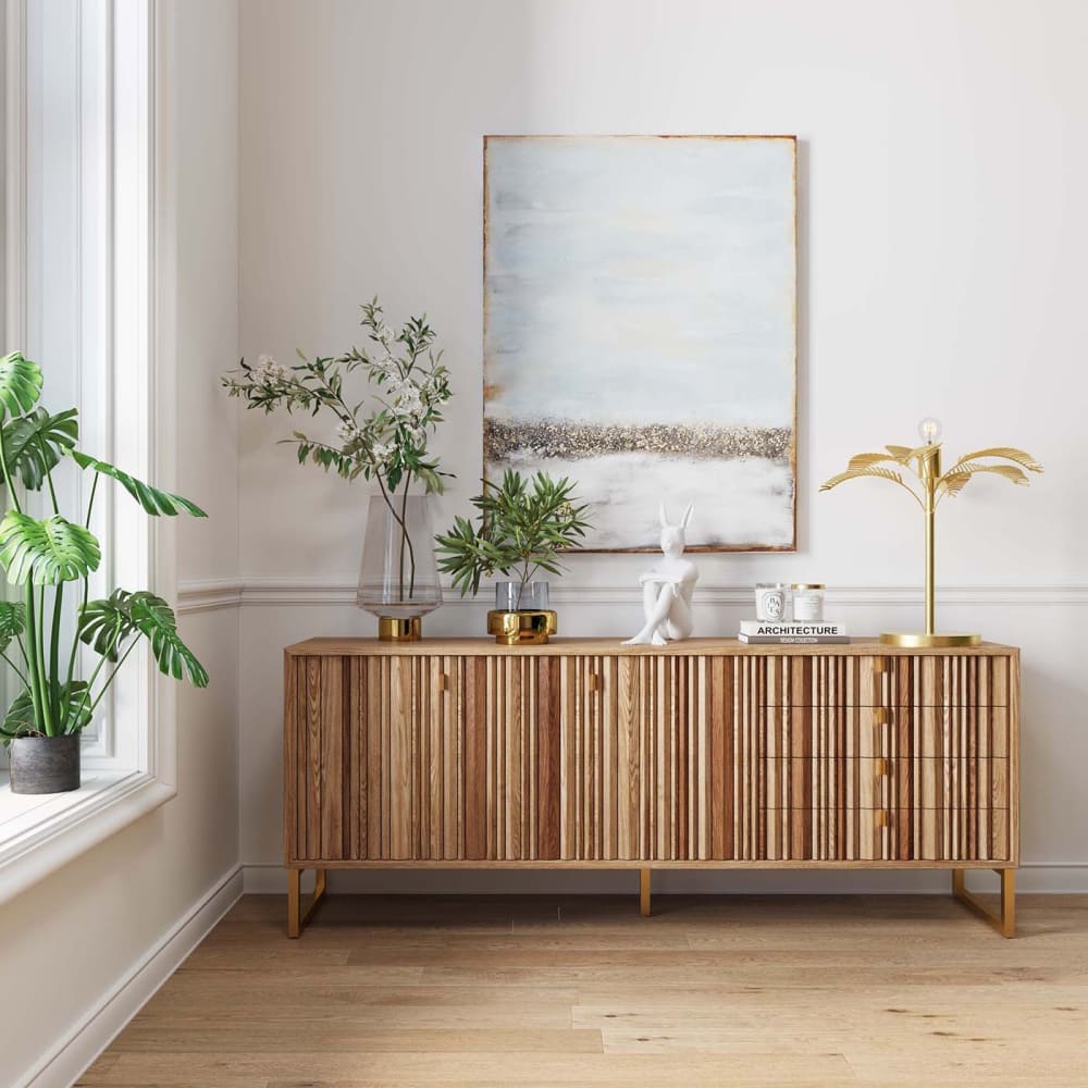 Kare Design Abstraktes Leinwandbild, handgemalt, blau und braun, 90x120cm style modern Grau Baumwolle