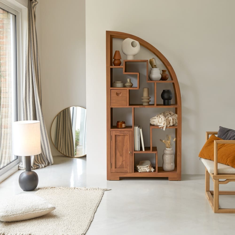 Tikamoon Bücherregal aus massivem Teak style exotic Beige Holz