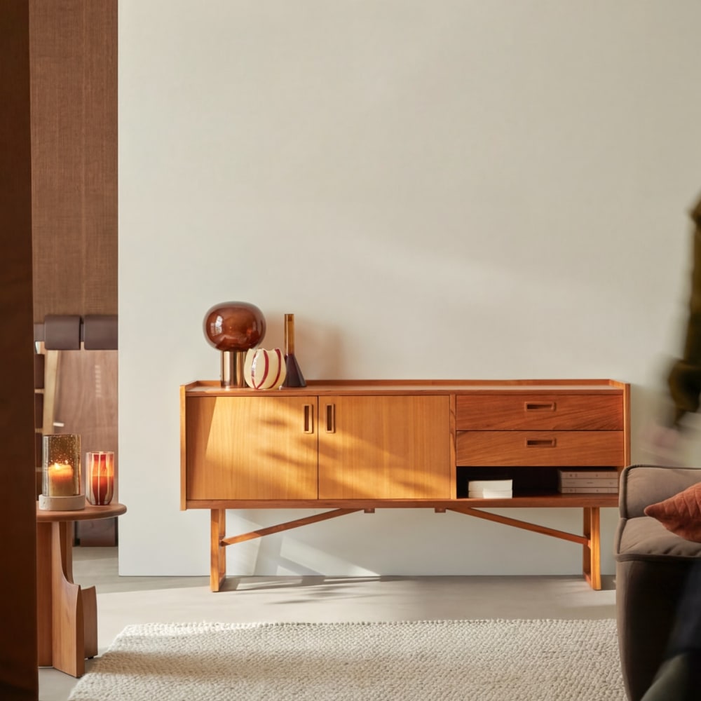 Tikamoon Buffet aus Teak 160 cm style modern Beige Holz