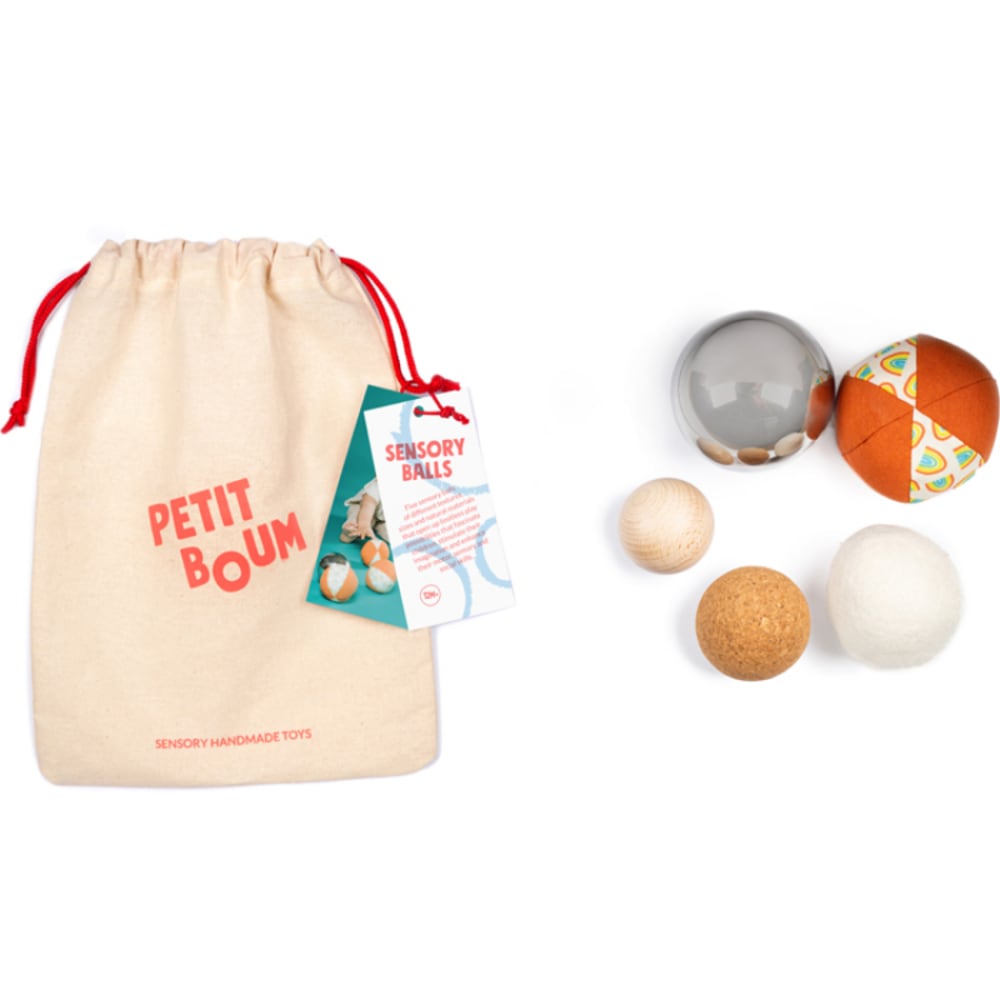 Petit Boum Lot de 5 balles sensorielles Beige Coton - 9x9x9cm