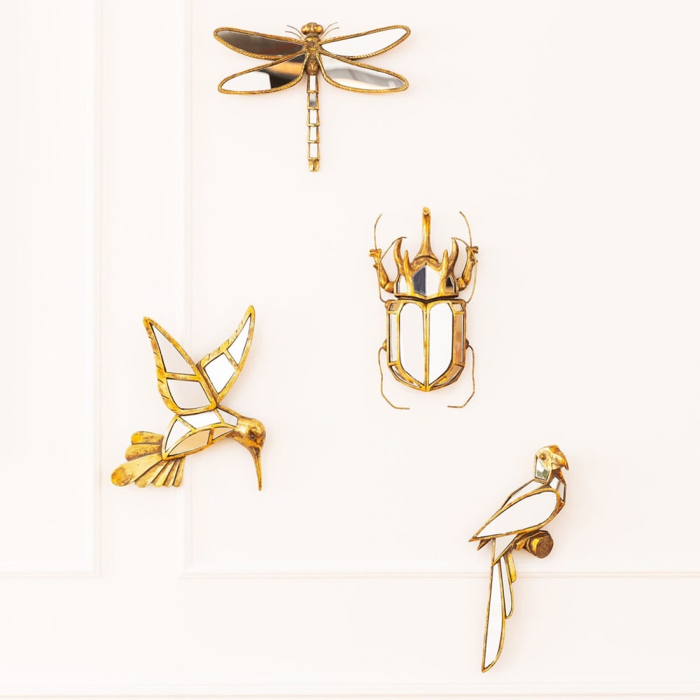 Déco murale libellule dorée en verre miroir 35x27 - Maisons du Monde