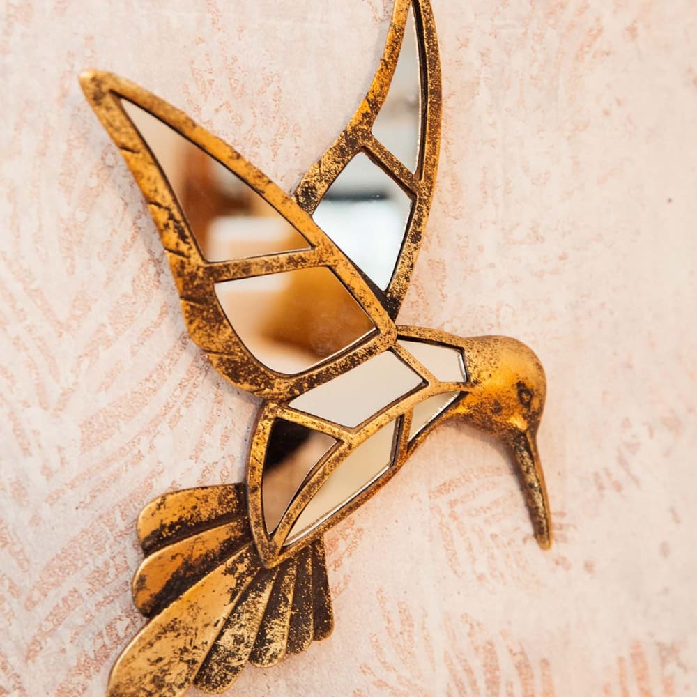 Déco murale colibri doré en verre miroir 32x27 - Maisons du Monde