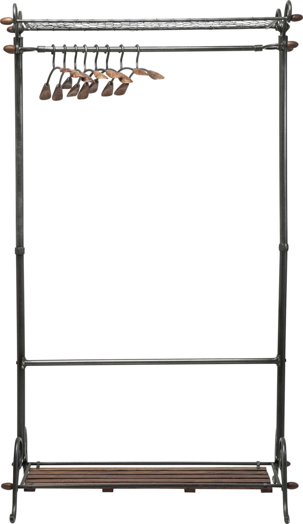 Porte-manteau 12 cintres en acier et manguier