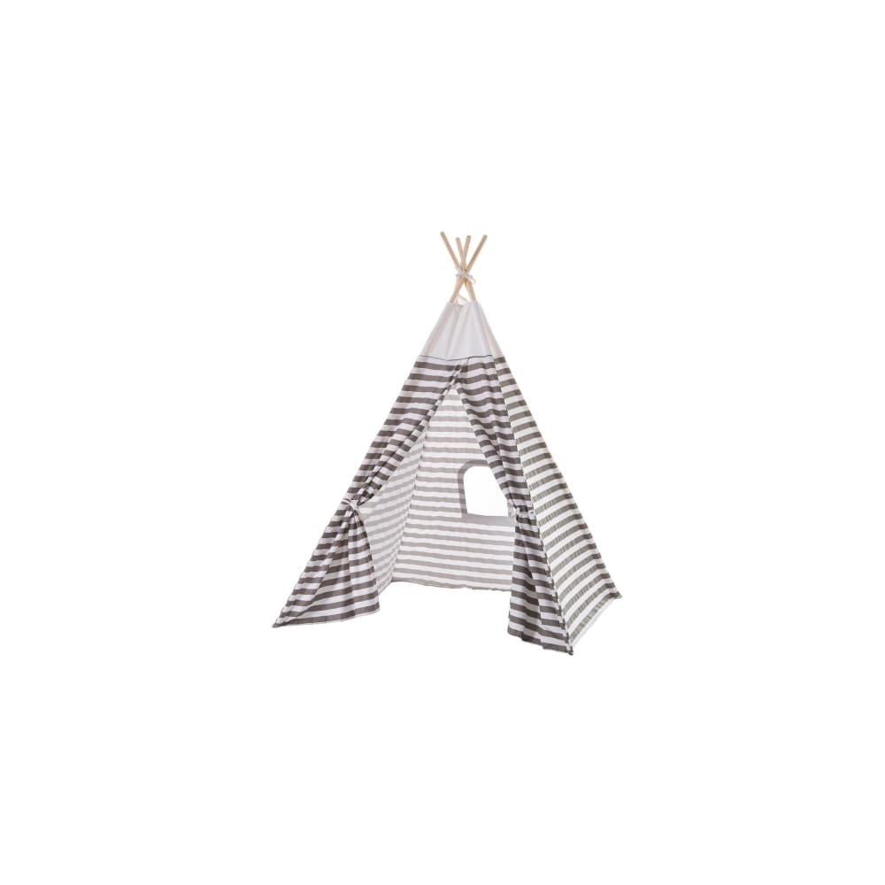 Unimasa Tente de jeu pour enfant tipi gris et blanc rayures Gris Pes - Polyester - 154x182x132cm