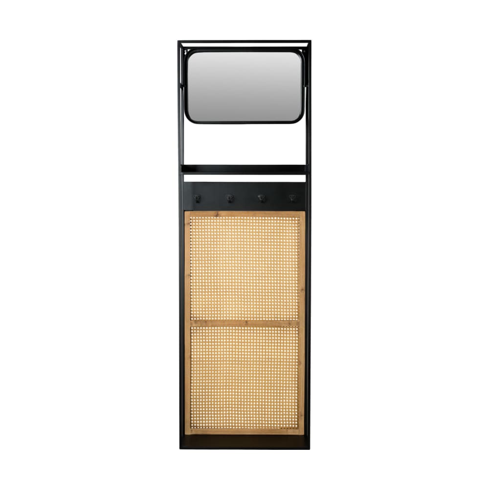 Miroir penderie M en rotin beige