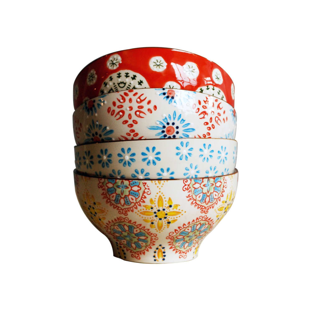 juego de 4 cuencos de ceramica multicolor