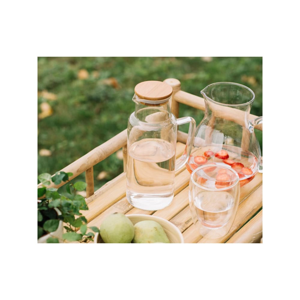 Carafe en verre et bouchon bambou 1L - Maisons du Monde