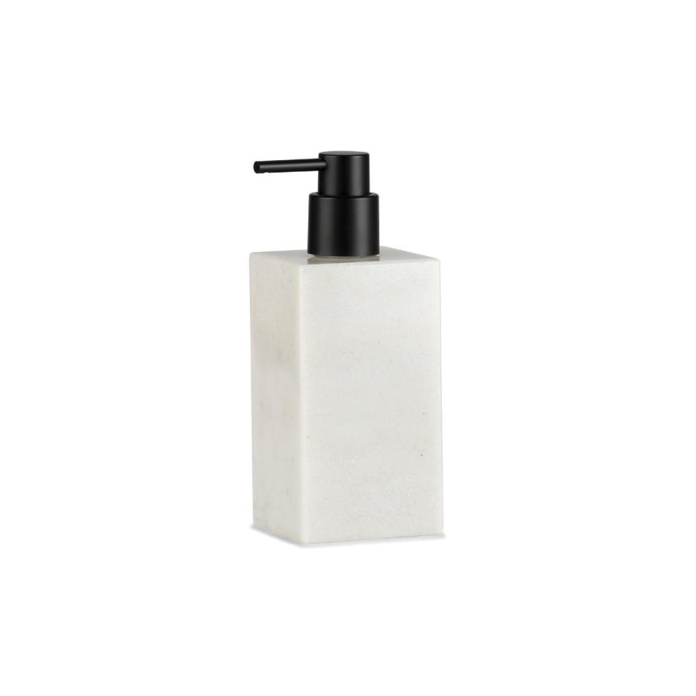Wadiga Distributeur de savon en marbre blanc et bec verseur noir - Résine
