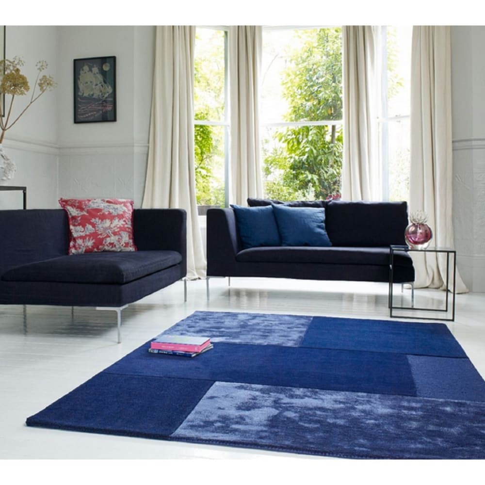 Tapis tufté main en laine bleu 160x230 cm