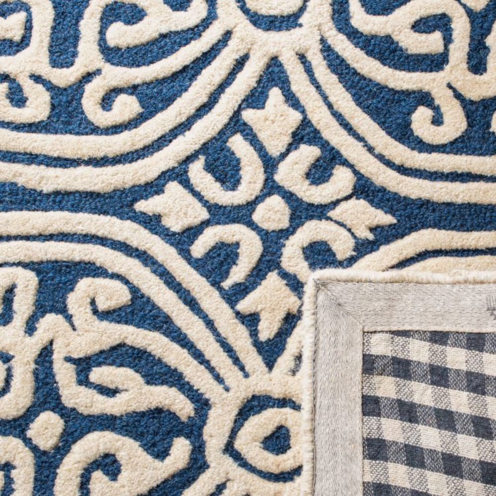Tapis médaillon en laine bleu/blanc, 122 x 183 cm — vue 3
