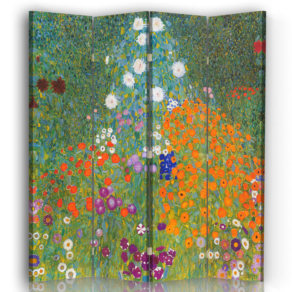Paravento - Separè Giardino Fiorito - G. Klimt cm 145x170 (4 pannelli) - Multicolore - PES - Poliestere