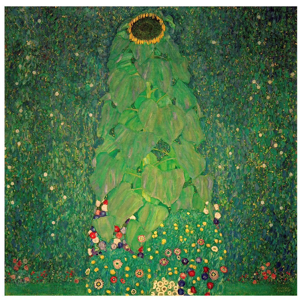 Tableau impression sur toile Le Tournesol Gustav Klimt 90x90cm