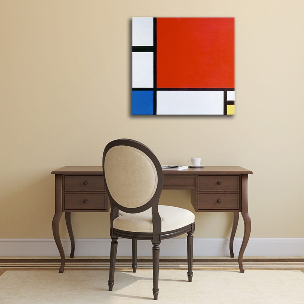 Tableau composition II en rouge, bleu et jaune Piet Mondrian 90x90cm