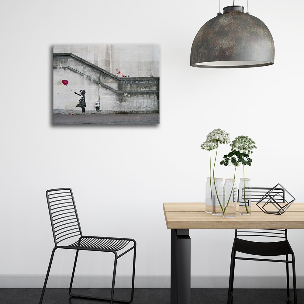 Tableau fille avec ballon rouge Banksy 60x80cm - Maisons du Monde