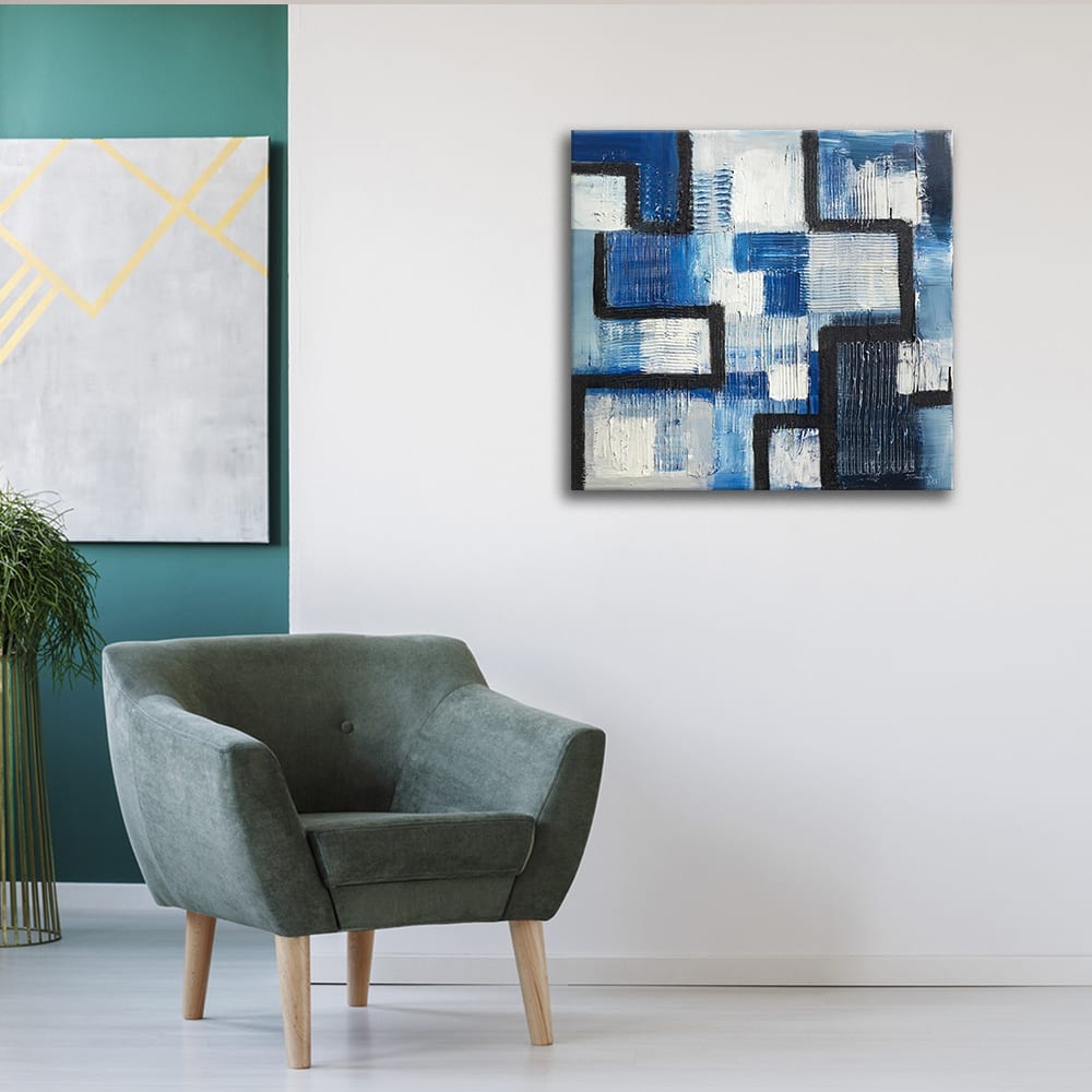 Tableau impression sur toile Géométrie en Bleu 60x60cm — vue 4