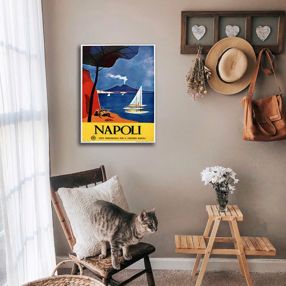 Poster turistico Napoli - Quadro su tela, Decorazione Parete cm.
