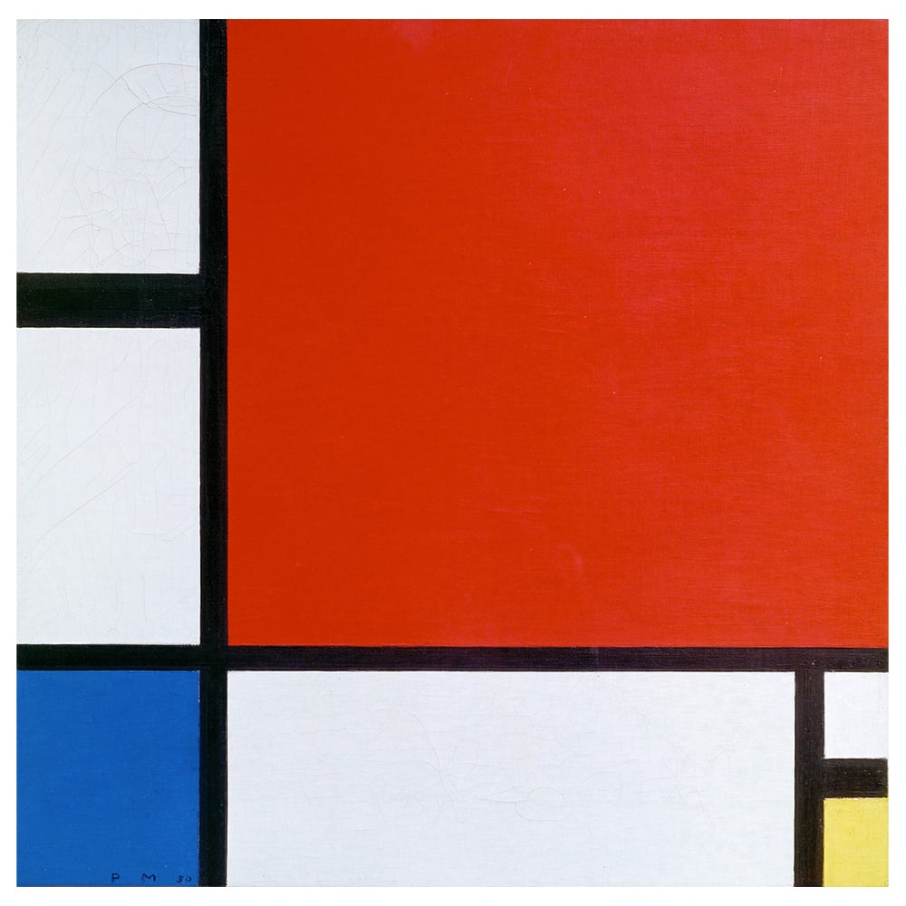 Tableau composition II en rouge, bleu et jaune Piet Mondrian 50x50cm