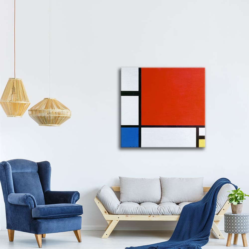 Tableau composition II en rouge, bleu et jaune Piet Mondrian 50x50cm — vue 4